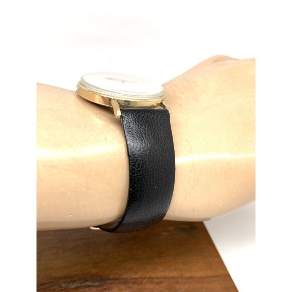 Hamilton Men's Watch Vintage Swiss Hand Wind 10k R.G.P Case Black Leather 32mm - Picture 11 of 13